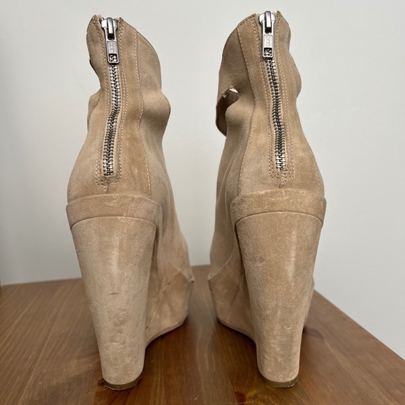 Authentic - Ann Demeulemeester Size 39 Suede Cutout Platform Wedge Booties Italy - Picture 5 of 13
